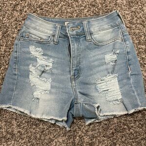 NWOT SO denim distressed shorts with raw hem. Size 0.